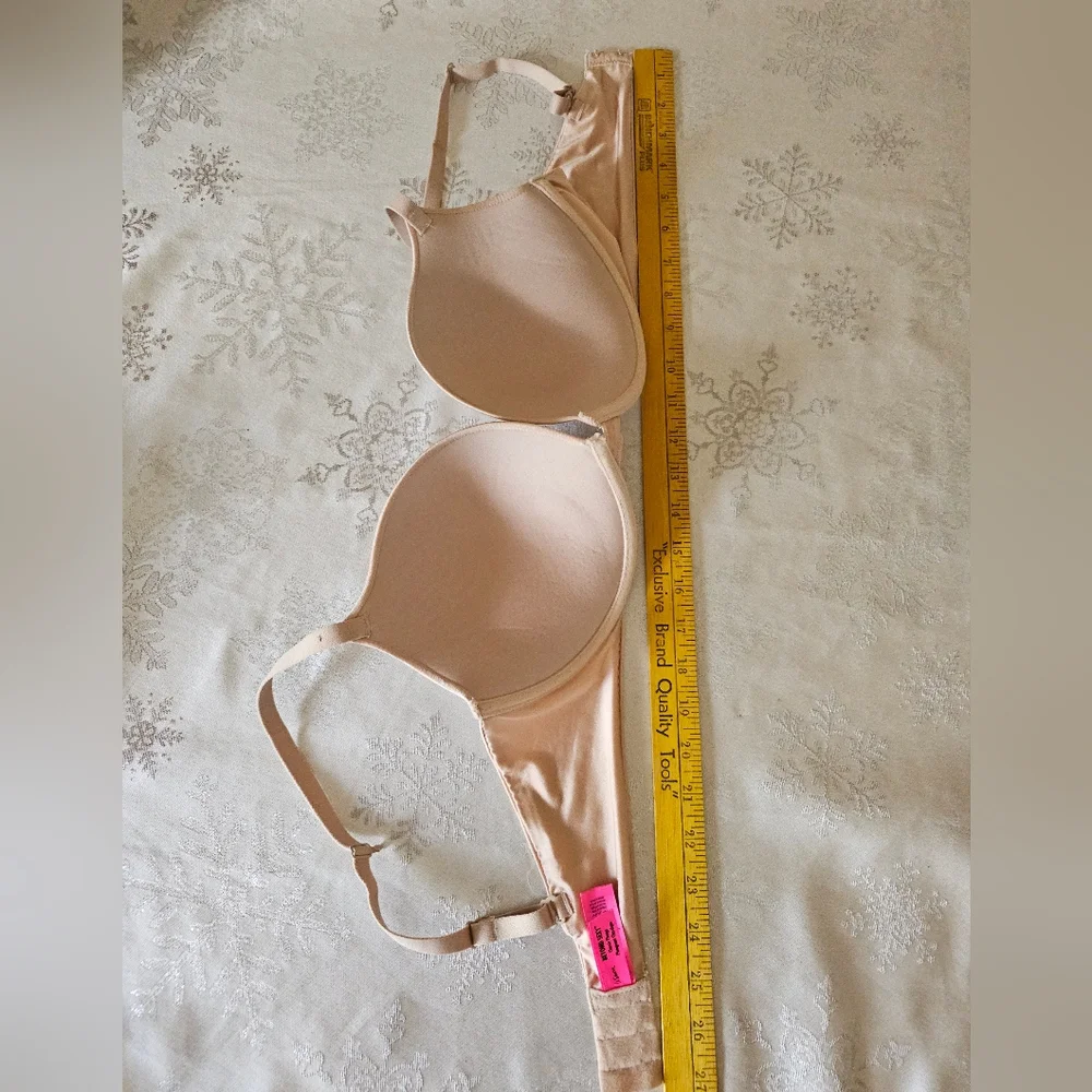 La SENZA Bra Classic Plunge Padded Push Up Underwire 2 Way Straps Beige SZ 36D - Picture 9 of 11